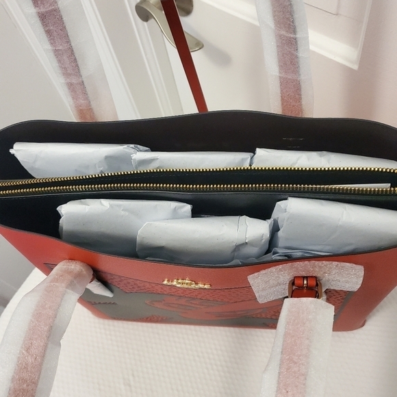 NWT Coach Disney Mickey Mouse X Keith Haring Leather Mollie Tote & Wallet Set - Picture 9 of 14